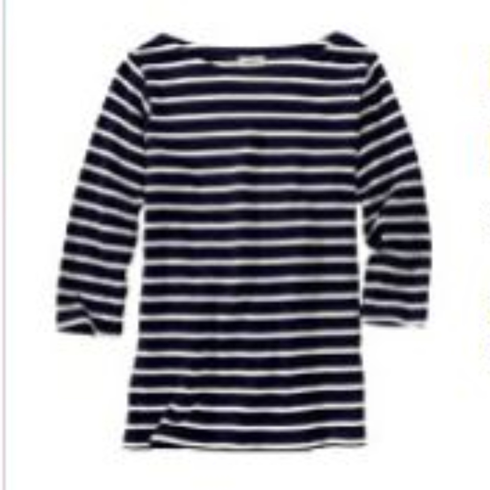Boatneck 3/4 Sleeve Stripped Shirt